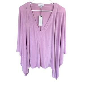 Ridley & Sage Lilac V-Neck Draped Velvet Blouse